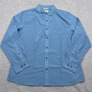 Coolibar Aricia Sun Shirt Men's Large Blue Long Sleeve Button Up UPF 50+ Cooler